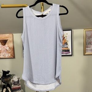 LOFT Light Blue and White Stripe Tank Top